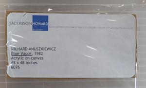 File: 'Anuszkiewicz Blue Vapor Verso TLC Jacobson Howard Gallery Label 1 (2020.01.10)'