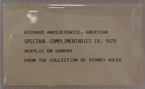 File: 'Anuszkiewicz Spectral Complementaries IV Verso Brevard Exhibition Label 1 (2020.01.22)'