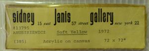 File: 'Anuszkiewicz Soft Yellow Verso Sidney Janis Gallery Label 1 (2019.05.03)'
