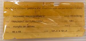 File: 'Anuszkiewicz Radiant Saturation Verso TLC Andrew Crispo Gallery Label 1 (2020.01.10)'